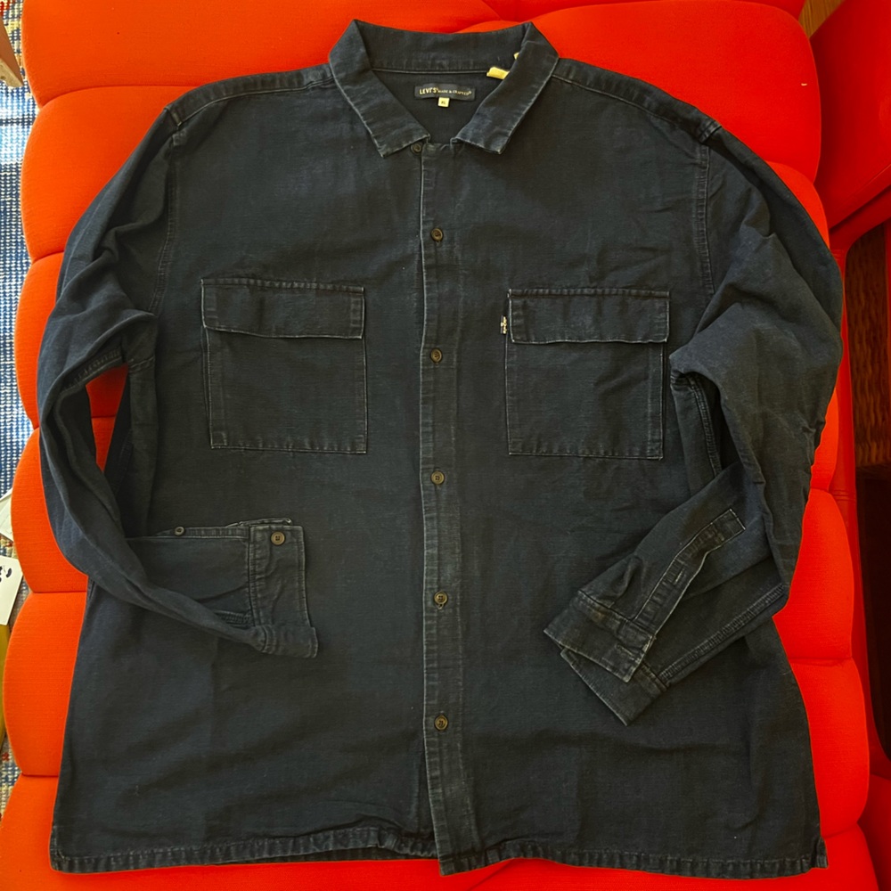 Indigo Heavy Linen Levi's Made and Crafted long sleeve scout/camp shirt …